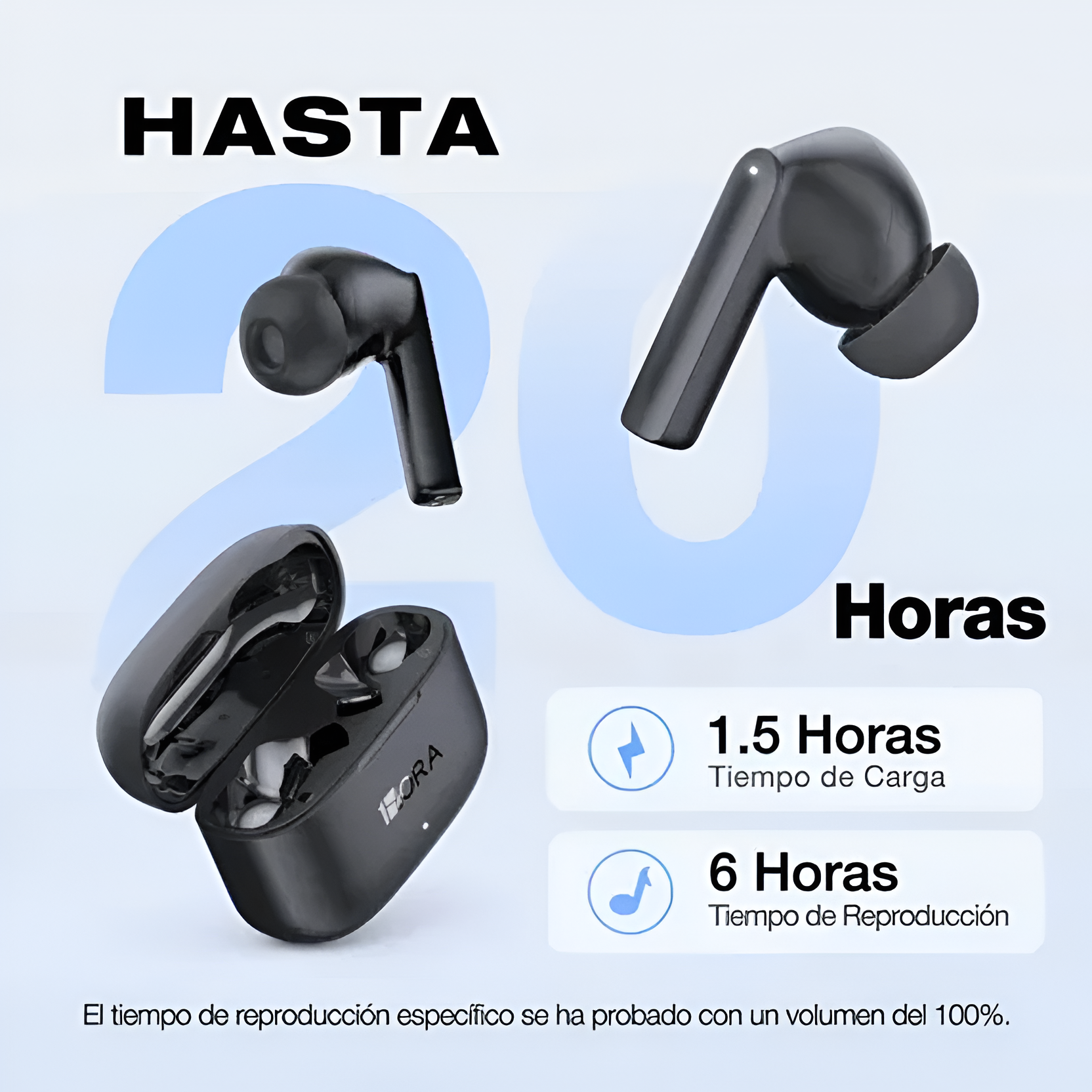 1Hora AUT206 Wireless Bluetooth 5.3 Earbuds with Charging Case