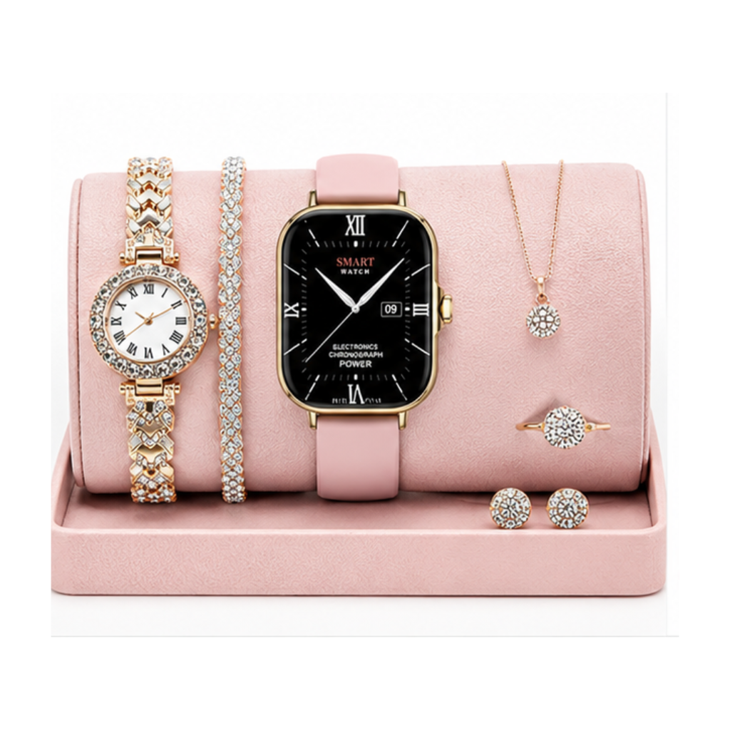 A58 Plus Ladies Smartwatch & Jewellery Combo Gift Set (8-in-1)