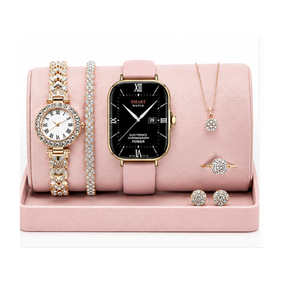 A58 Plus Ladies Smartwatch & Jewellery Combo Gift Set (8-in-1)