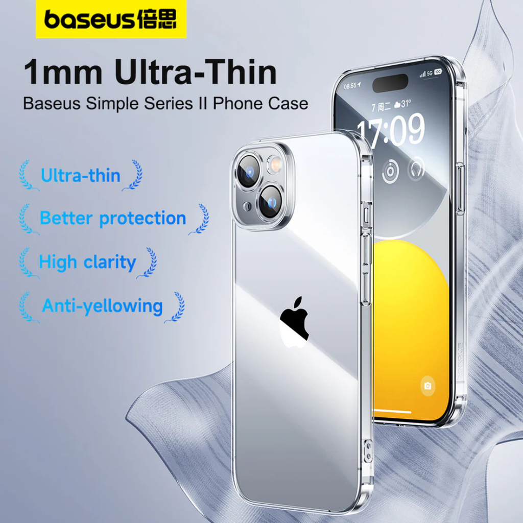 Baseus Simple Series 2 Protective Case for iPhone 15 Series Clear Cover