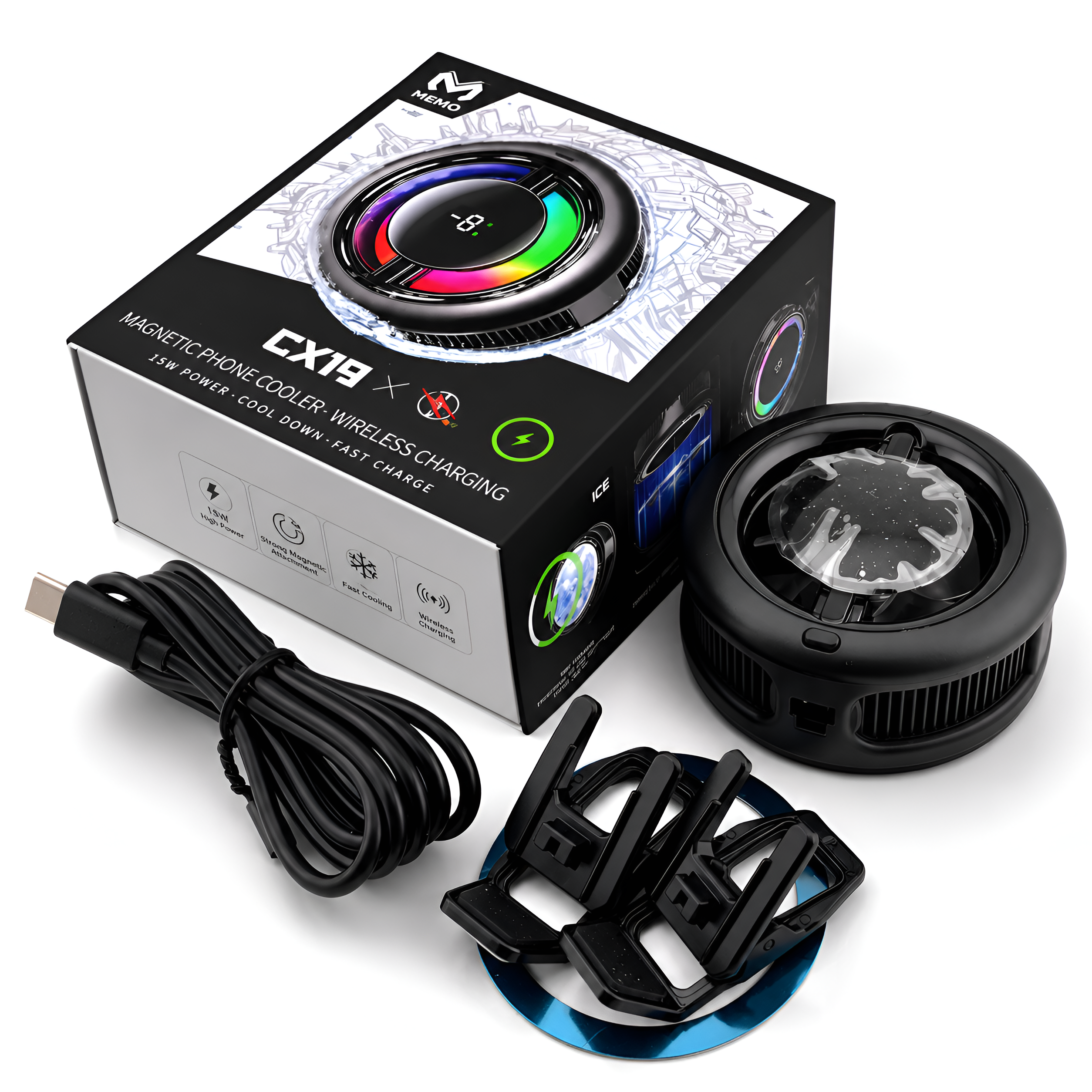 CX19 Gaming Phone Cooler | Magnetic Cooling Fan & Wireless Charger