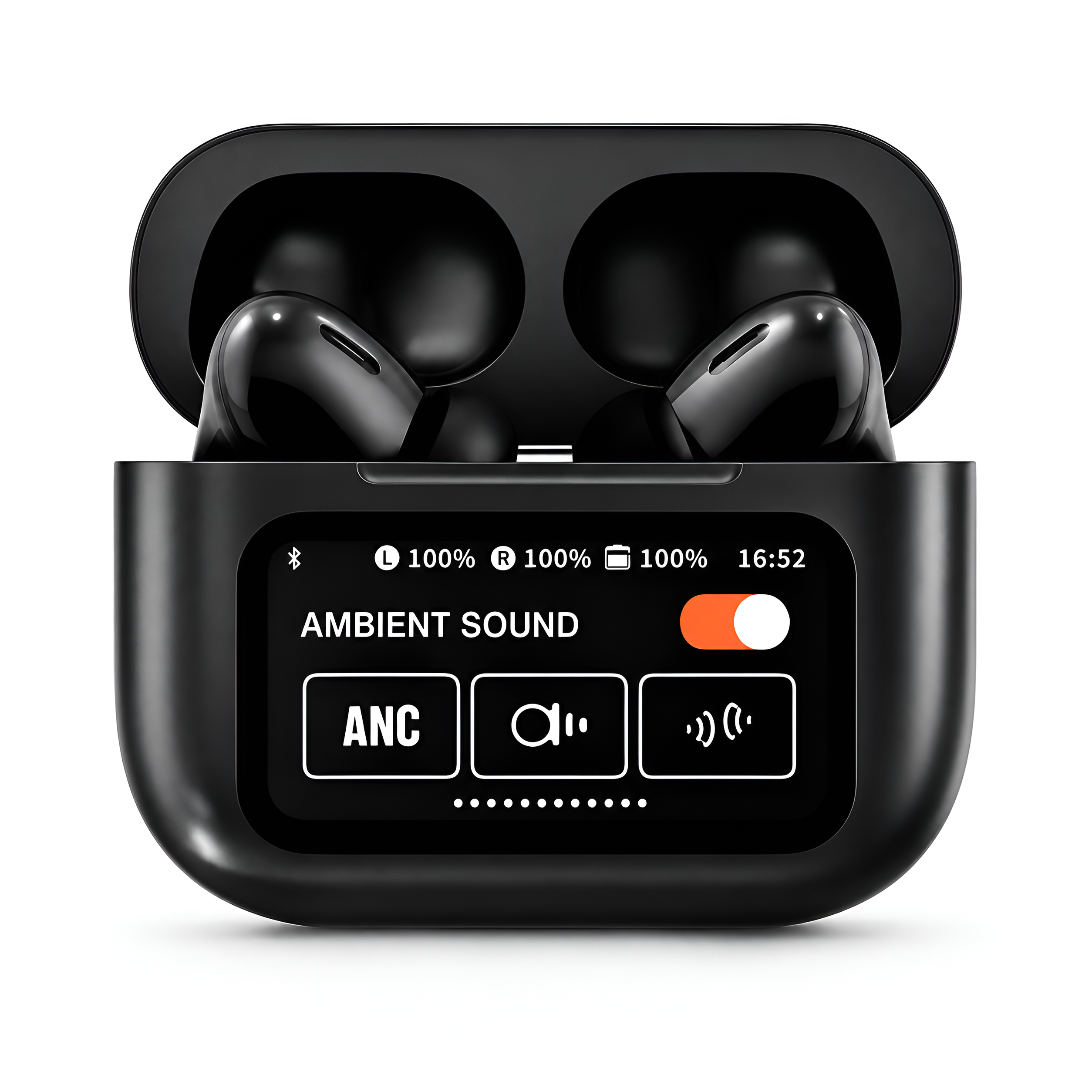 Black A9 Display Wireless Earbuds | Smart Touch Screen Charging Case