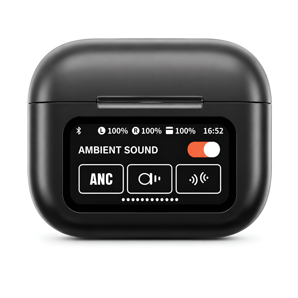 Black A9 Display Wireless Earbuds | Smart Touch Screen Charging Case
